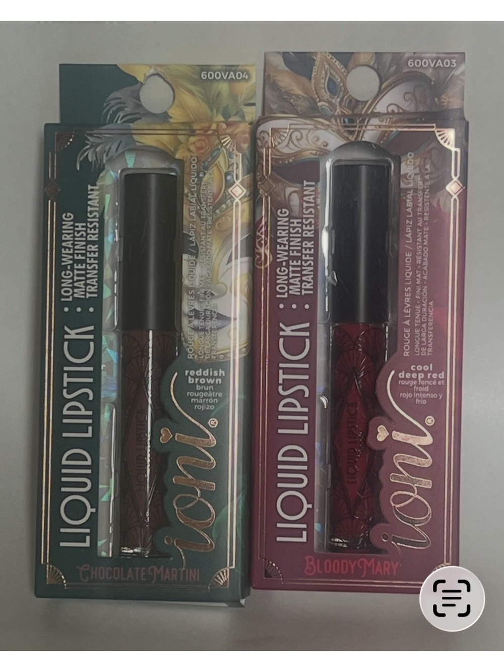 Ioni Liquid Lipstick - Reddish Brown & Deep Red. Bloody Mary/ chocolate martini